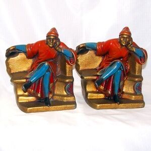 VTG 1930 signed K&O Bookends, "Mantarani's Dante"